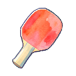 Pala de ping pong roja — sprite pixel art 256×256