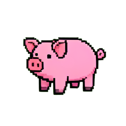 Pink Pig — 256×256 pixel art sprite