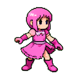 Guerreira princesa rosa — sprite pixel art 256×256