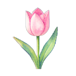 Pink Tulip — 256×256 pixel art sprite