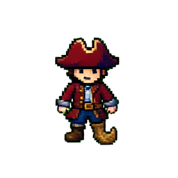 Pirate Captain (16-Bit) - 256x256 pixel art sprite
