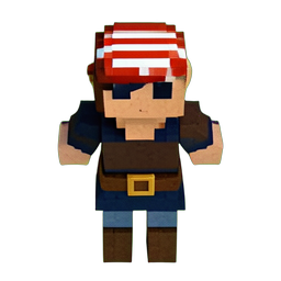 해적 소녀 (Voxel) — 256×256 픽셀 아트 스프라이트
