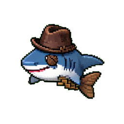 Pirate Shark (16-Bit) - 256x256 pixel art sprite