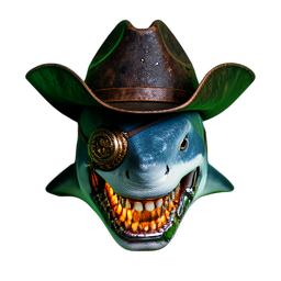 Tubarão Pirata (Cinemático) — sprite pixel art 256×256