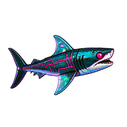Pirate Shark (Cyberpunk) - 256x256 pixel art sprite