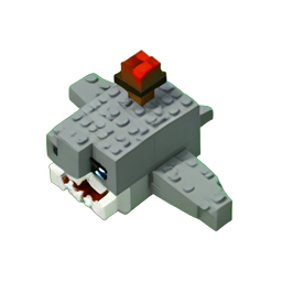 Pirate Shark (Voxel) - 256x256 pixel art sprite