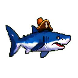 Pirate Shark — 256×256 pixel art sprite