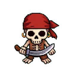 Pirate Skeleton (16-Bit) - 256x256 pixel art sprite