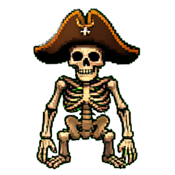 Piratenskelett — 256×256 Pixel-Art-Sprite