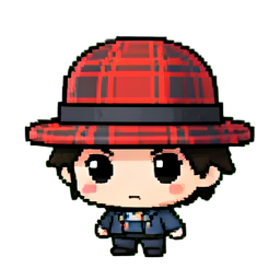 Fedora a cuadros — sprite pixel art 256×256