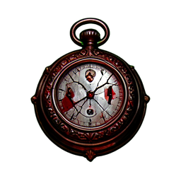 Rissige angehaltene Taschenuhr — 256×256 Pixel-Art-Sprite