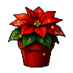 Poinsettia Pot Red — 256×256 pixel art sprite