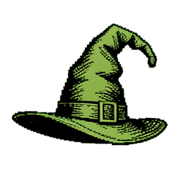 Chapeau de sorcière pointu — sprite pixel art 256×256