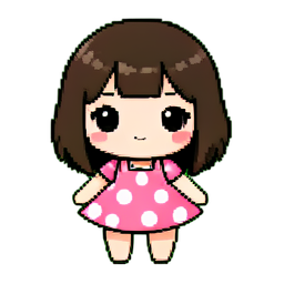 Vestido de lunares verano — sprite pixel art 256×256