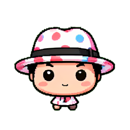 Fedora de lunares — sprite pixel art 256×256