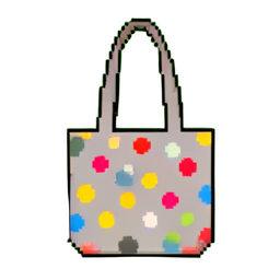 Bolso de tela de lunares — sprite pixel art 256×256