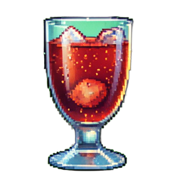 Copa de jugo de granada — sprite pixel art 256×256
