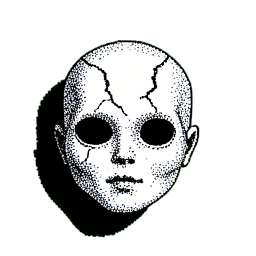 Besessene Puppe (1-Bit) — 256×256 Pixel-Art-Sprite