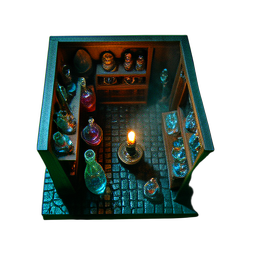 Magasin de potions (Cinématique) — sprite pixel art 256×256