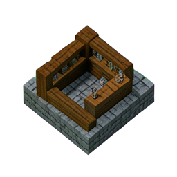 Magasin de potions (Voxel) — sprite pixel art 256×256
