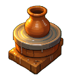 Chute da roda de oleiro — sprite pixel art 256×256