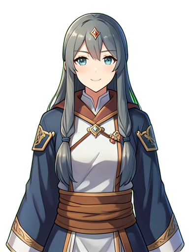 Aldea del Sacerdote Serena — sprite pixel art 384×512