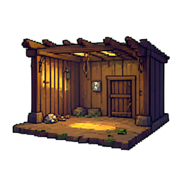 감옥 마당 — 256×256 픽셀 아트 스프라이트