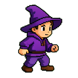 Lila Zauberkind — 256×256 Pixel-Art-Sprite