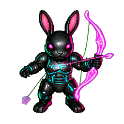 Cazador de conejos (Cyberpunk) — sprite pixel art 256×256