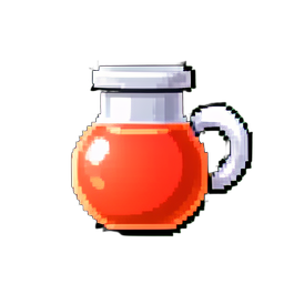 Poção de Ataque Radiante — sprite pixel art 256×256