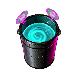 Regenwasserfass (Cyberpunk) — 256×256 Pixel-Art-Sprite