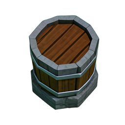 Rain Barrel (Voxel) - 256x256 pixel art sprite