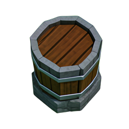 雨桶 (Voxel) — 256×256 ピクセルアートスプライト