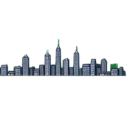 Regenartiger Stadtansicht — 256×256 Pixel-Art-Sprite