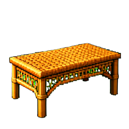 Assise de banc en rotin — sprite pixel art 256×256
