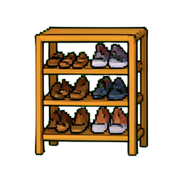 Rattan Shoe Rack — 256×256 pixel art sprite