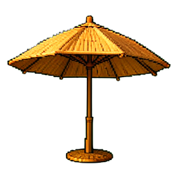 Rattan-Regenstandhalter — 256×256 Pixel-Art-Sprite