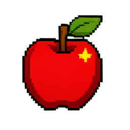 빨간 사과 (16비트) — 256×256 픽셀 아트 스프라이트