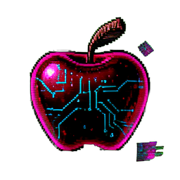 Red Apple (Cyberpunk) - 256x256 pixel art sprite