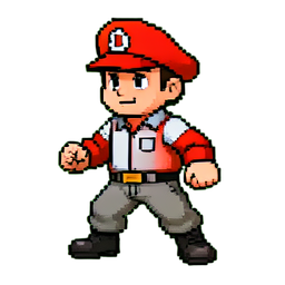 Héroe plomero de gorro rojo — sprite pixel art 256×256