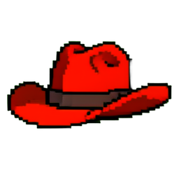 Sombrero de vaquero rojo — sprite pixel art 256×256