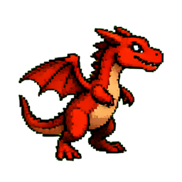 Red Dragon Hatchling — 256×256 pixel art sprite