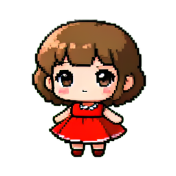 Rotes Sommerkleid — 256×256 Pixel-Art-Sprite