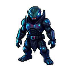Guerrero alienígena reptiliano — sprite pixel art 256×256