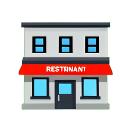 Frente del restaurante — sprite pixel art 256×256