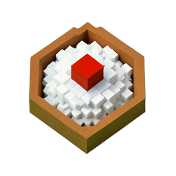 Rice Bowl (Voxel) - 256x256 pixel art sprite