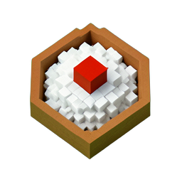 밥그릇 (Voxel) — 256×256 픽셀 아트 스프라이트