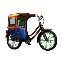 Bicicleta de rickshaw — sprite pixel art 256×256