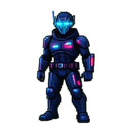 Rogue-KI-Hologram — 256×256 Pixel-Art-Sprite