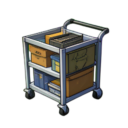 Carrinho de Armazenamento Rodante — sprite pixel art 256×256